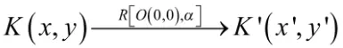 persamaan rotasi yang melalui titik pusat dinyatakan sebagai berikut